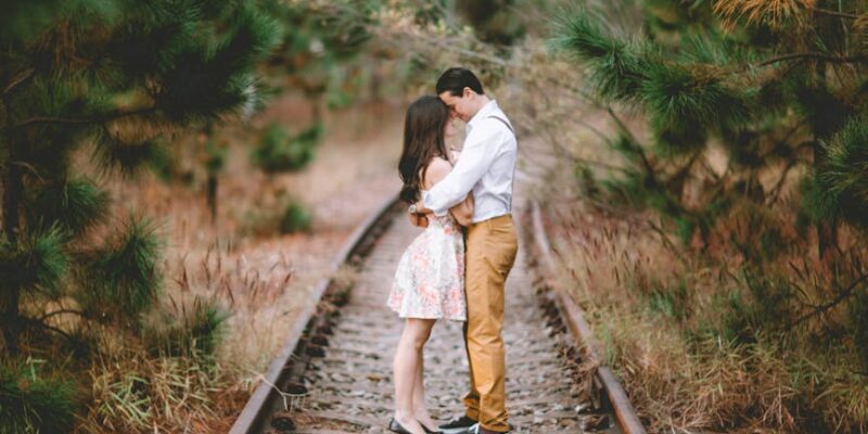 couple on railroad